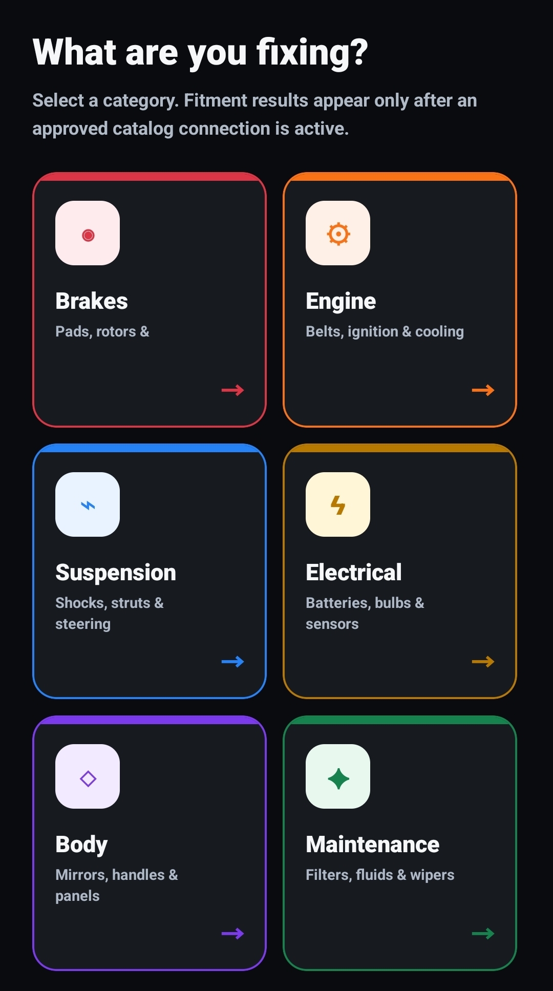 Choose the repair category you need.
